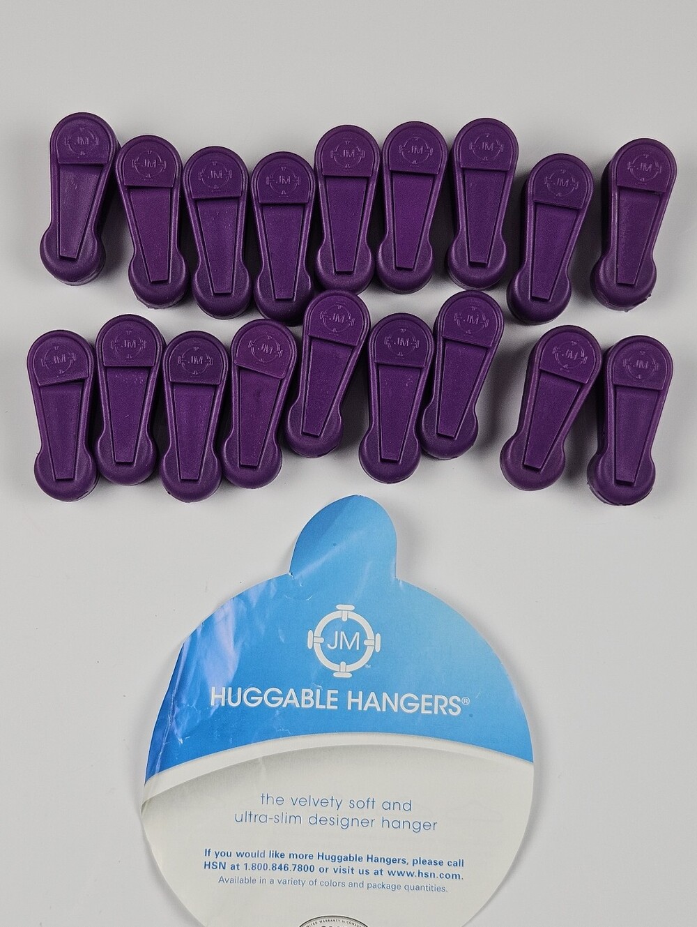 Joy Mangano Huggable Hangers Purple Accessory Clips Lot of 18 NEW Unused